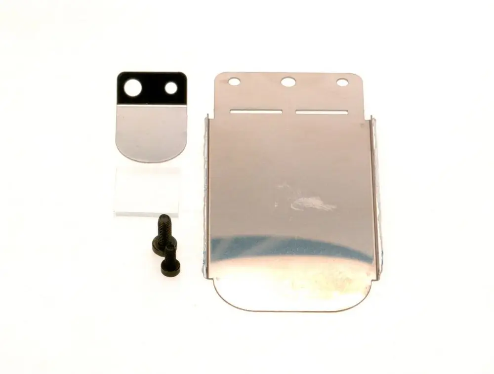 BOSCH-Spiegelsatz bestehend aus einem größeren Metallteil, einem kleineren metallischen Teil, einer weißen Platte und einer schwarzen Schraube.